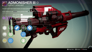 Destiny Admonisher III Rocket Launcher