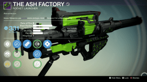 Destiny Ash Factory Rocket Launcher