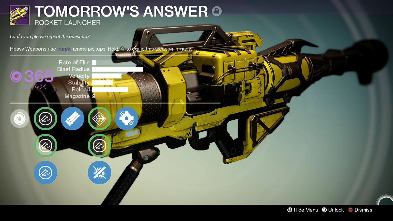 Destiny Tomorrow's Answer Rocket Launcher